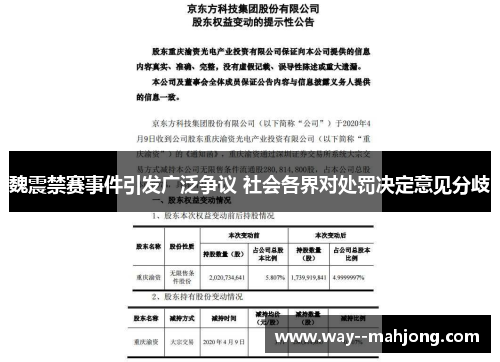 魏震禁赛事件引发广泛争议 社会各界对处罚决定意见分歧